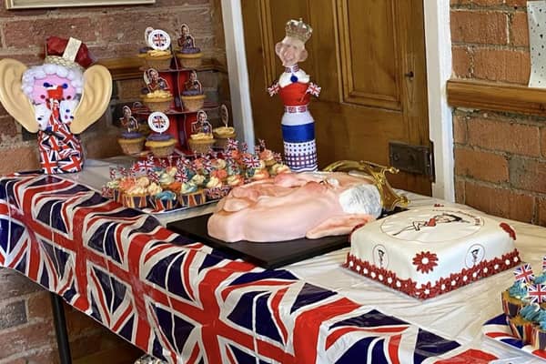 Angela Margett's King Charles cake on display