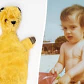 Lee Kent (right) around the time he was given Sooty (left) 
