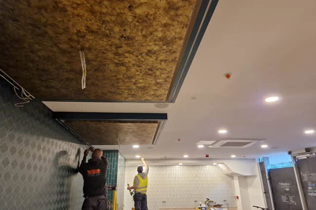 Staff are working hard to create a dynamic dining experience  that discerning customers will cherish. This a dappled copper feature on the ceiling towards the right of the restaurant.